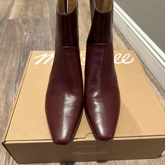 Madewell Deep Red Leather Ankle Boots - Picture 2 of 6